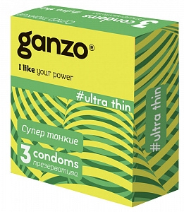 Презервативы "Ganzo Ultra Thin" супер тонкие, 3шт 