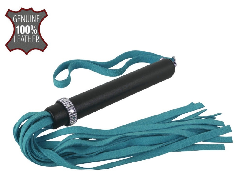 Плеть-многохвостка с кристаллами "Sitabella" велюр, бирюза 