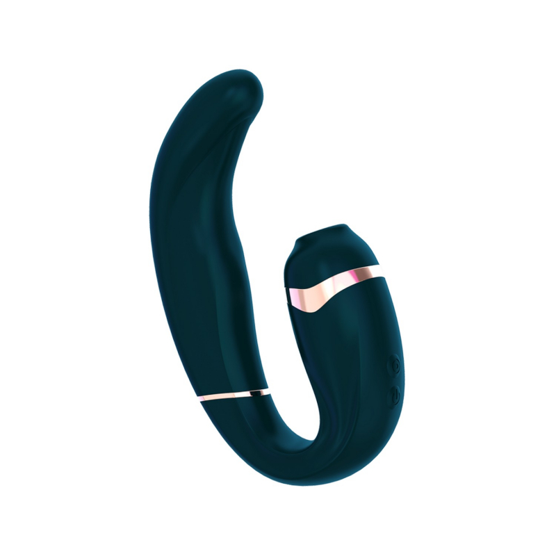 Вибратор с вакуумным стимулятором "My G" мега мощный, зеленый 